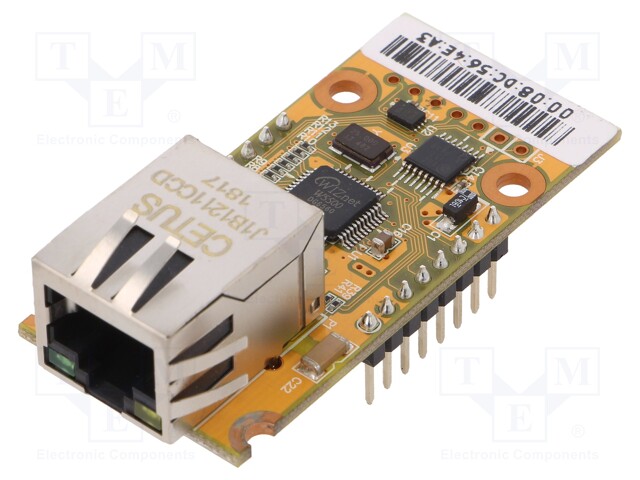Module: Ethernet; Comp: W5500; Version: 1.1; 3.3VDC; SPI; 2.54mm