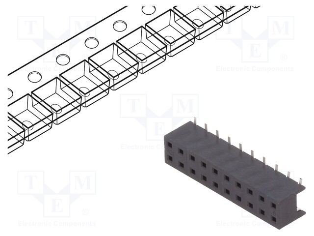 Socket; wire-board; female; Minitek; 2mm; PIN: 20; SMT; on PCBs; 2A