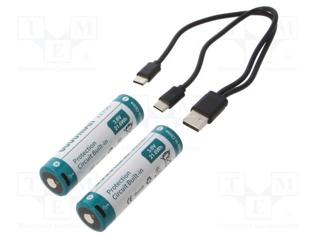 Re-battery: Li-Ion; 21700; 3.6V; 6000mAh; Ø76.8x21.8mm; 10A