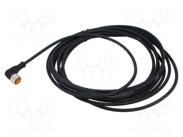 Connection lead; M12; PIN: 4; angled; 5m; plug; 4A; LED; -25÷80°C