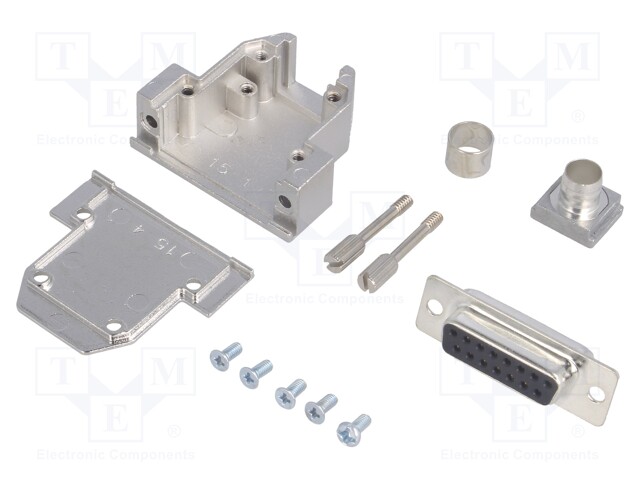 D-Sub; PIN: 15; plug; female; soldering; for cable; black