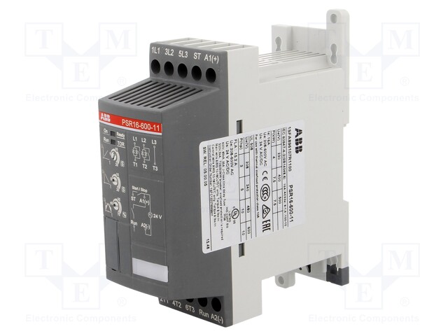 Module: soft-start; Usup: 208÷600VAC; DIN; 24VDC; 7.5kW; 1÷20/0÷20s
