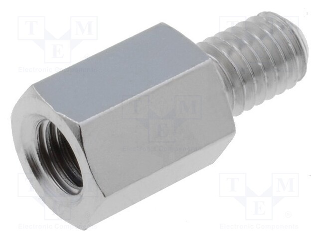 Screwed spacer sleeve; Int.thread: M5; 10mm; Ext.thread: M5; brass