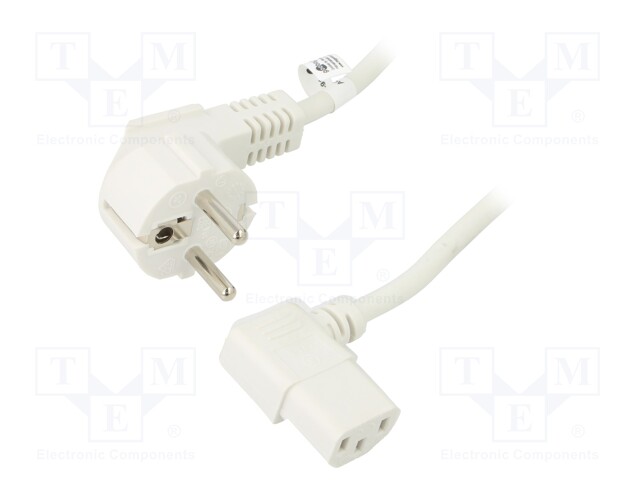 Cable; CEE 7/7 (E/F) plug angled,IEC C13 female 90°; PVC; 3m