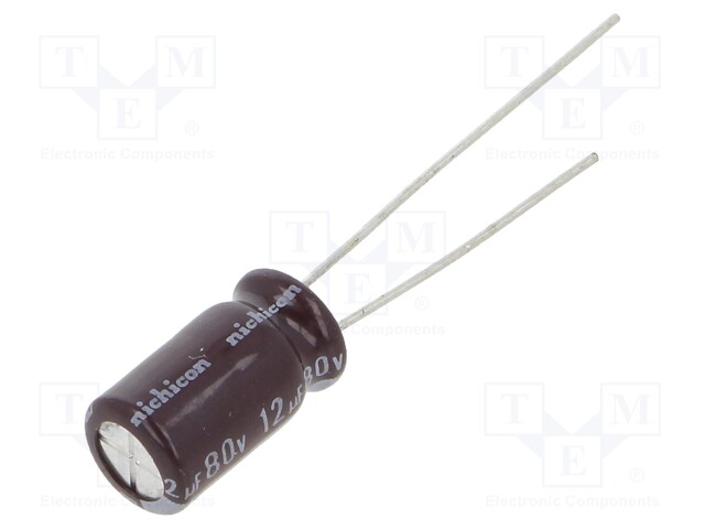 Capacitor: electrolytic; low impedance; THT; 12uF; 80VDC; ±20%