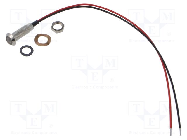 Indicator: LED; flat; 1.85VDC; Cutout: Ø5mm; IP67; 150mm leads