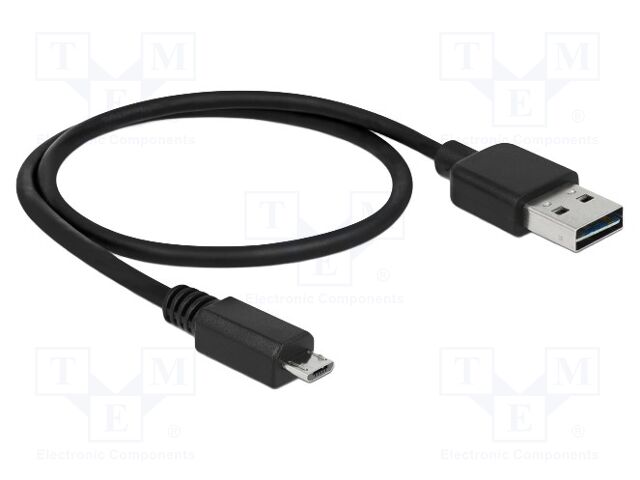 Cable; USB 2.0; USB A plug double sided,USB B micro plug; 500mm