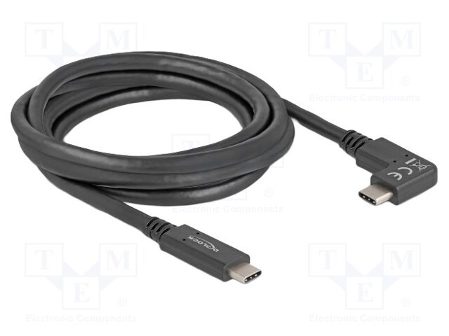 Cable; USB C plug,USB C plug 90° left/right; 2m; black; 10Gbps