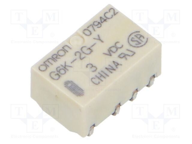 Relay: electromagnetic; DPDT; Ucoil: 3VDC; 0.3A/125VAC; 1A/30VDC