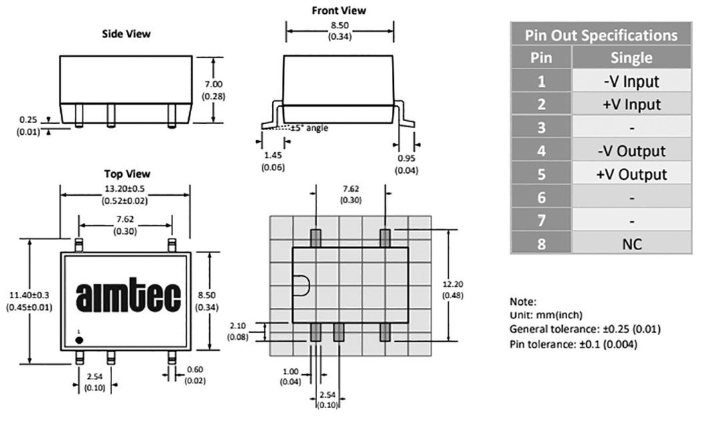 Converter: DC/DC; 2W; Uin: 21.6÷26.4V; 15VDC