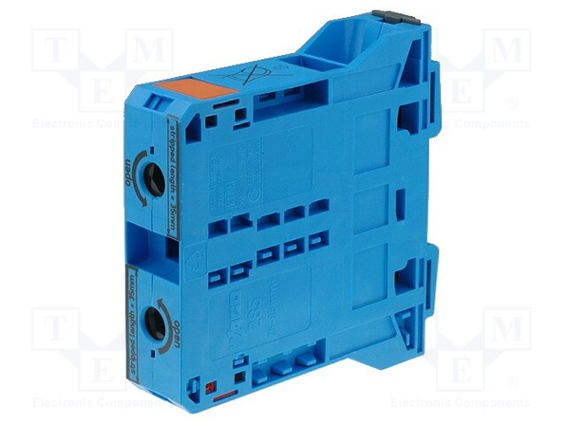Splice terminal: rail; 25÷95mm2; ways: 1; terminals: 2; blue; 1kV