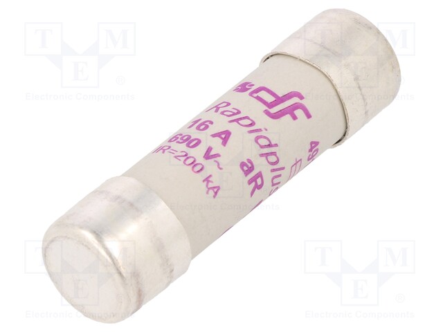 Fuse: fuse; aR; 16A; 690VAC; ceramic,cylindrical,industrial