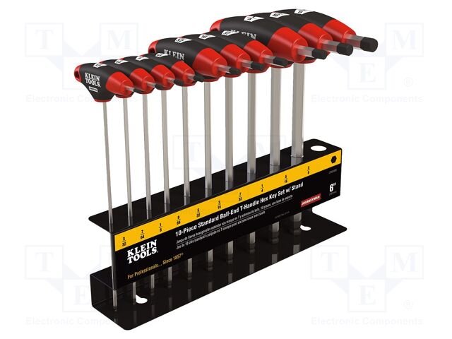 Wrench: hex key-set; inch,spherical; steel; 10pcs; Kit: holder