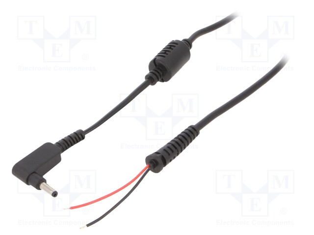 Cable; wires,DC 4,0/1,35 plug; angled; 0.5mm2; black; 1.2m
