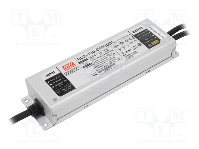 Power supply: switched-mode; LED; 150.15W; 72÷143VDC; 1.05A; IP67