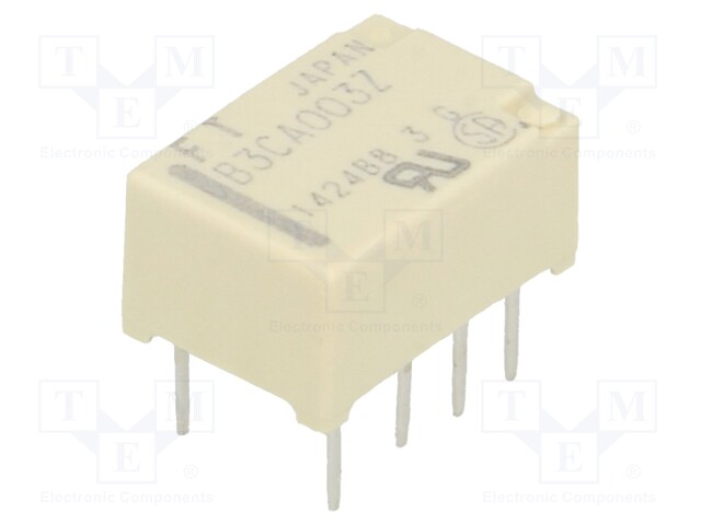 Relay: electromagnetic; DPDT; Ucoil: 3VDC; 0.3A/125VAC; 1A/30VDC