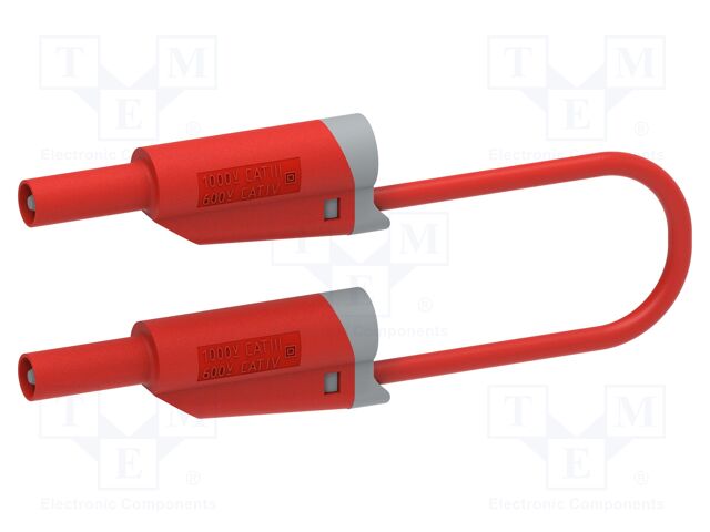 Test lead; 12A; banana plug 4mm,both sides; Urated: 1kV; Len: 2m