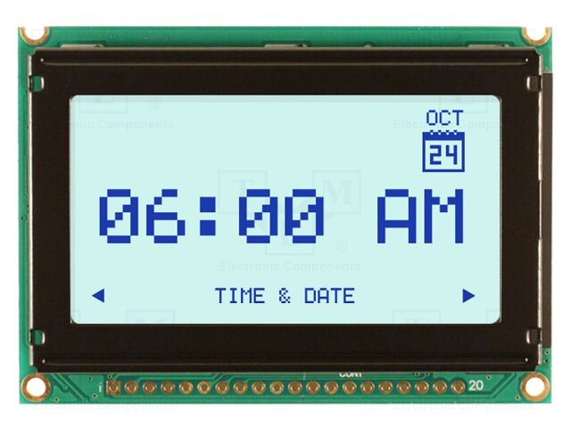 Display: LCD; 128x64; STN Positive; grey; 75x52.7mm; LED; 1x20; 5V