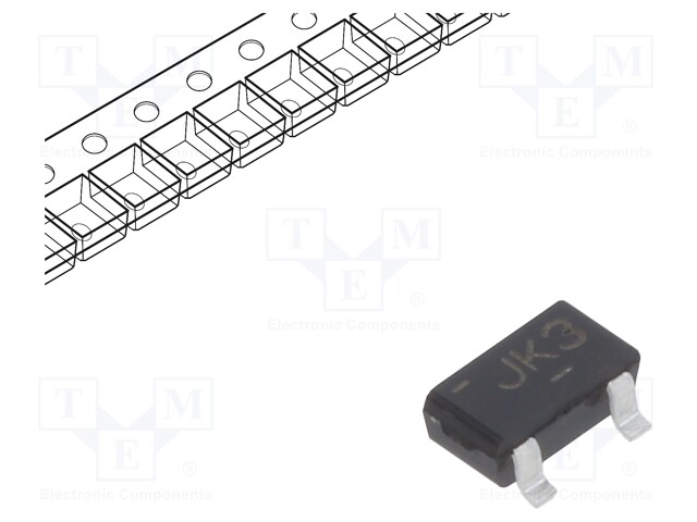 JFET Transistor, -30 V, 1.2 mA, 3 mA, -2.2 V, SOT-23, JFET