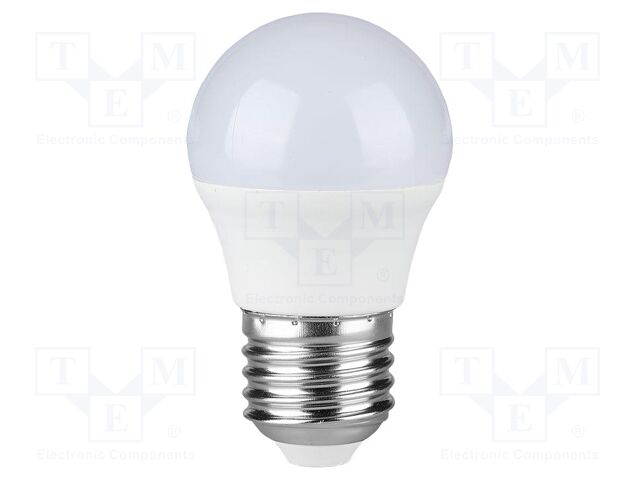LED lamp; neutral white; E27; 220÷240VAC; 600lm; P: 6.5W; 180°; IP20