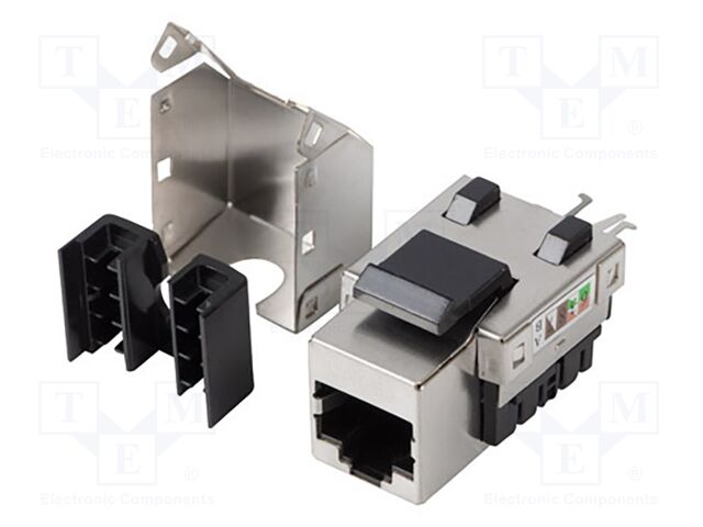 RJ45 module; silver; Cat: 5/5e; on cable; RJ45 socket; -10÷60°C