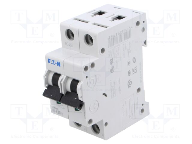 Circuit breaker; 230/400VAC; Inom: 20A; Poles: 2; DIN; Charact: K