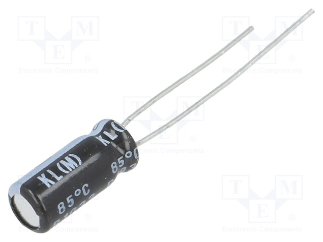 Capacitor: electrolytic; THT; 3.3uF; 100VDC; Ø5x11mm; Pitch: 2mm