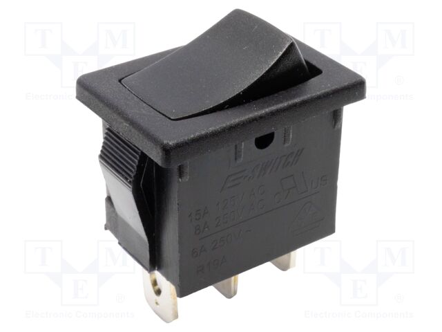 ROCKER; SP3T; Pos: 3; ON-OFF-ON; 8A/250VAC; black; none; Body: black