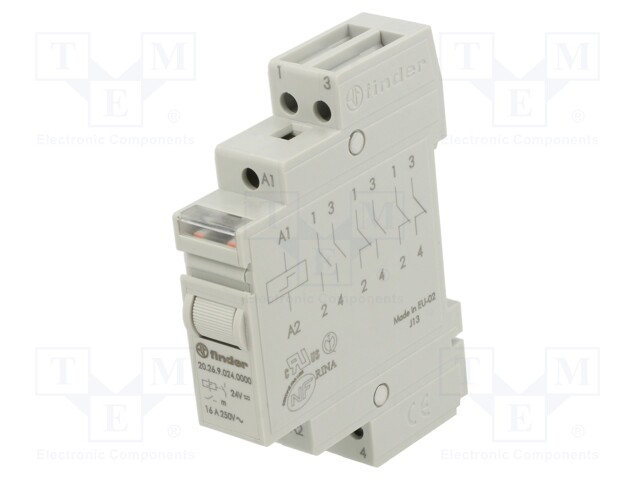 Relay: installation; bistable; NO x2; Ucoil: 24VDC; DIN; 16A; IP20