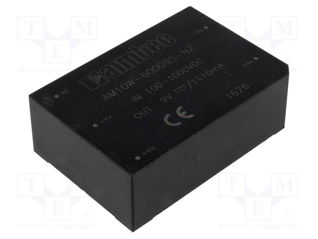 Converter: DC/DC; 10W; Uin: 100÷1000V; 9VDC; Iout: 1.11A; 3"x2"; 95g