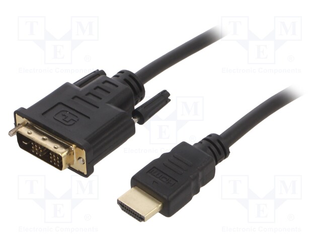 Cable; DVI-D (18+1) plug,HDMI plug; 1.8m; black; 30AWG