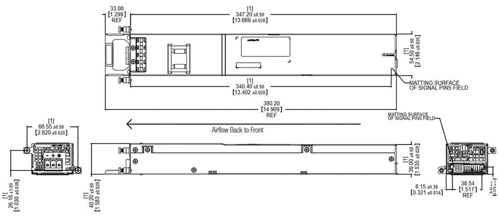Converter: DC/DC; 400W; Uin: -72÷-40V; Uout: 12VDC; Uout2: 5VDC; 912g