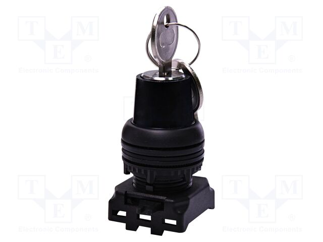 Switch: rotary with key; 22mm; black; IP65; E; Pos: 3; Ø22.5mm