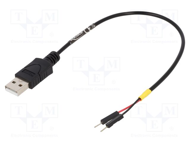 Cable; USB A plug,1pin pin header x2; 0.2m; black; 22AWG
