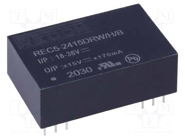 Converter: DC/DC; 5W; Uin: 18÷36V; Uout: 15VDC; Uout2: -15VDC; DIP24