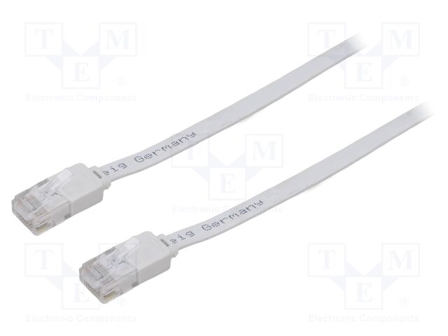 Patch cord; U/UTP; 6; stranded; Cu; PVC; white; Len: 5m; 32AWG