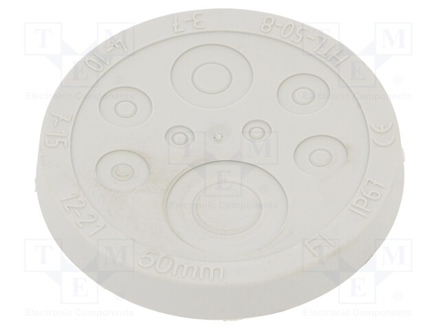 Multigate grommet; Ømount.hole: 50mm; light grey; Holes no: 8