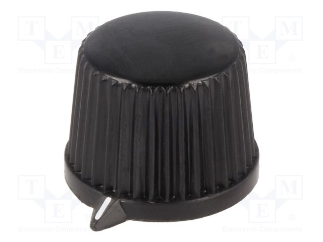 Knob; with pointer; thermoplastic; Shaft d: 6mm; Ø20x15.4mm; black