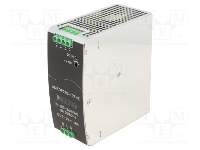 Converter: AC/DC; 192W; Uin: 85÷264V; Uout: 12VDC; Iout: 16A; 93%; DIN
