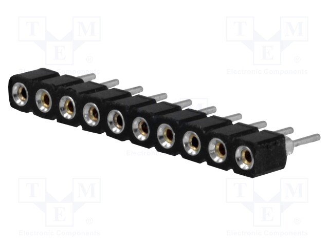 Socket; pin strips; female; PIN: 10; turned contacts; straight