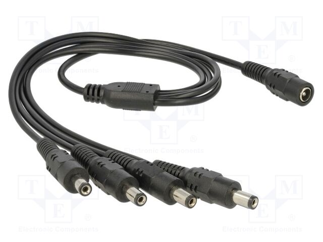 Cable; DC 5,5/2,1 plug x4,DC 5,5/2,1 socket; straight; black