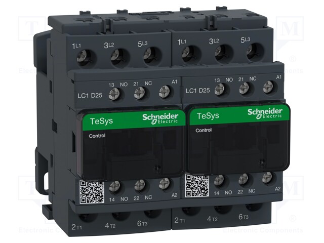 Relay Contactor, TeSys D Series, 3PST-NO, 3P, 25 A at 440 VAC, 15 kW at 690 VAC