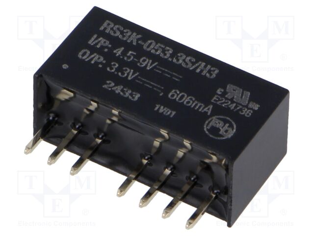 Converter: DC/DC; 3W; Uin: 4.5÷9V; Uout: 3.3VDC; Iout: 910mA; SIP8