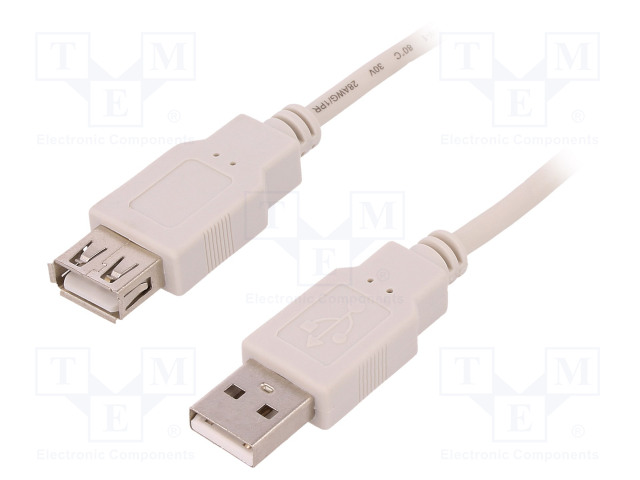 Cable; USB A socket, USB A plug; 1.8m; white