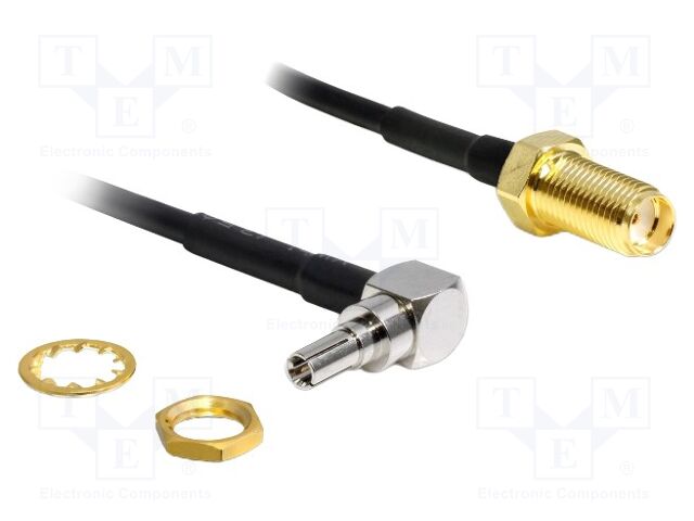 Cable; 200mm; CRC-9 male,SMA female; black; angled; Øcable: 2.8mm