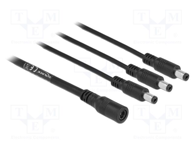 Cable; DC 5,5/2,1 plug x3,DC 5,5/2,1 socket; straight; black