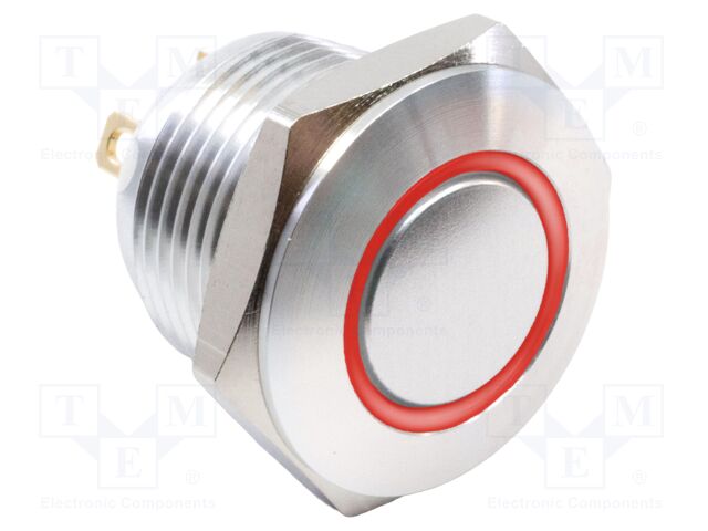 Switch: vandal resistant; SPST-NO; 2A/36VDC; IP67; OFF-(ON); Ø16mm