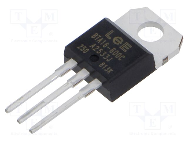 Triac; 600V; 16A; TO220AB; Igt: 25mA; Ufmax: 1.55V
