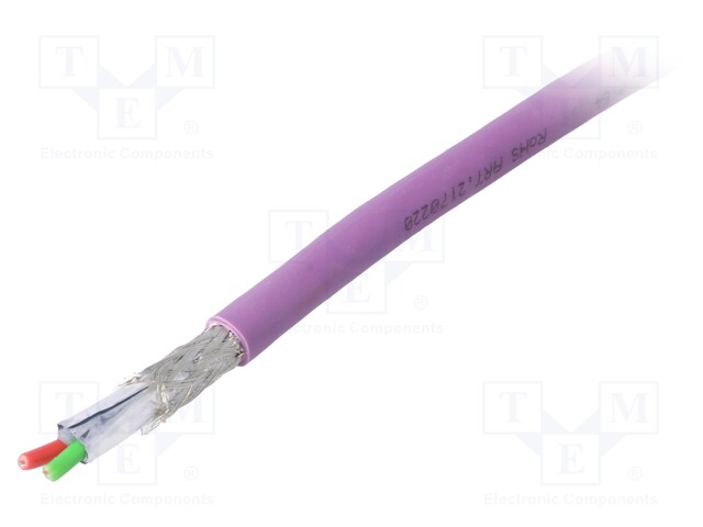 Wire; automatics; 1x2x0,64mm2; solid; Cu; PVC; violet; 250V; Class: 5