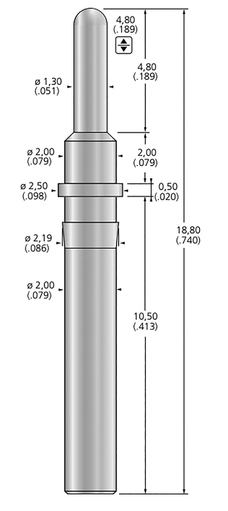 Test needle; Operational spring compression: 3.6mm; 5A; Ø: 1.3mm